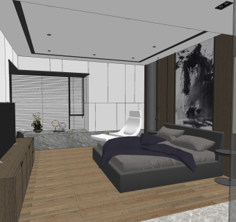 港式现代大户型草图大师模型，家装SU模型下载