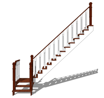 现代实木双跑折梯草图大师模型，实木双跑折梯sketchup模型免费下载