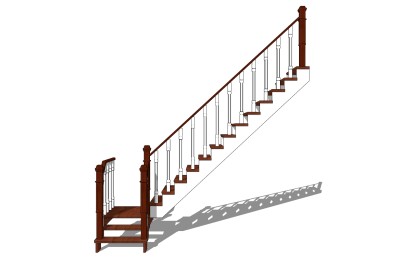 现代实木双跑折梯草图大师模型，实木双跑折梯sketchup模型免费下载