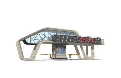 现代美食街门面门头草图大师模型，sketchup模型免费下载