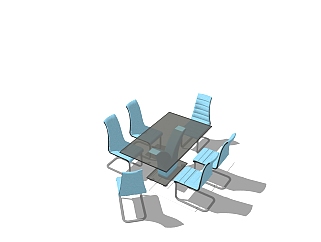 现代玻璃会议桌草图大师模型，会议桌skp模型下载