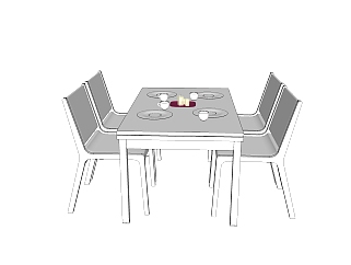 现代餐桌<em>椅</em>免费su模型，餐桌<em>椅</em>草图<em>大师</em>模型下载