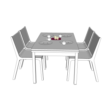 现代餐桌椅免费su模型，餐桌椅草图大师模型下载