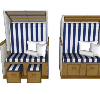 现代沙滩椅草图大师模型，沙滩椅SKB文件下载