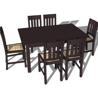 中式餐桌椅草图大师模型，餐桌椅skp模型下载