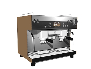 现代半自动咖啡机草图大师模型，餐具免费su模型下载