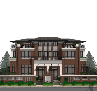 欧式别墅外观草图大师模型，SU模型免费下载