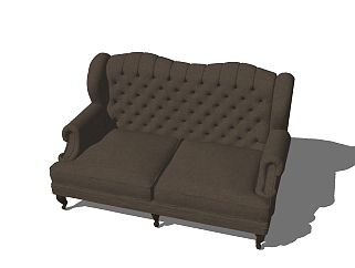 欧式布艺双人沙发SU模型，沙发草图大师模型免费下载