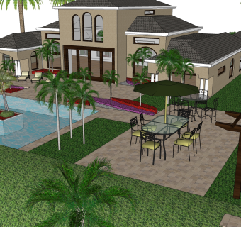 现代滨水别墅草图大师模型，别墅skb文件下载