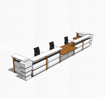 现代白色简约服务台草图大师模型，服务台skp模型下载
