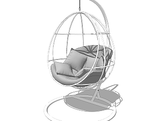 现代创意吊椅草图大师模型，吊椅su模型下载
