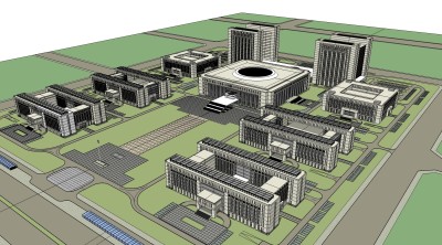 欧式工业区规划免费su模型下载、工业区草图大师模型下载