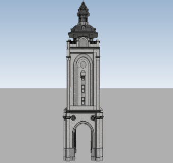 法式钟塔草图大师模型，钟楼sketchup模型下载skp文件分享