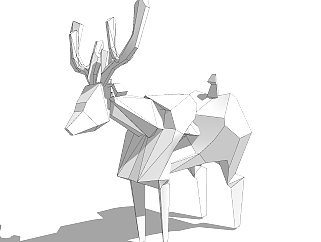 现代抽象<em>鹿雕塑</em>草图大师模型，雕塑su模型下载