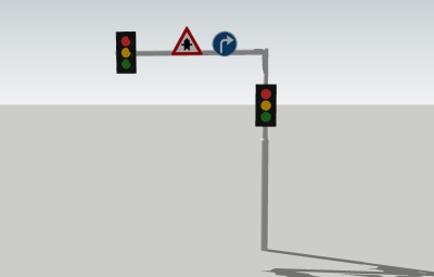 现代交通信号灯草图大师模型，交通信号灯sketchup模型下载