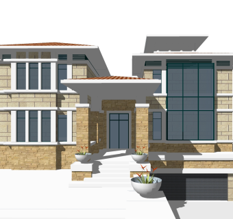 现代别墅外观草图大师模型，别墅外观sketchup模型免费下载