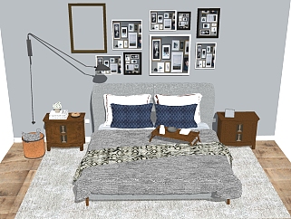 北欧卧室草图大师模型，卧室sketchup模型