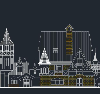 法兰西风格小镇规划图，CAD图纸下载