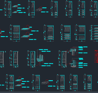 衣柜CAD施工图模板下载、衣柜dwg文件下载