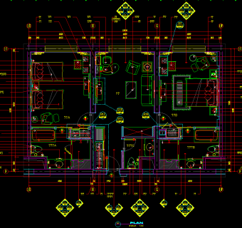 酒店豪华套房套平面cad施工图下载、酒店豪华套房套平面dwg文件下载