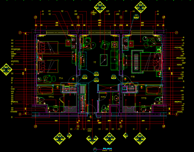 酒店豪华套房套平面cad施工图下载、酒店豪华套房套平面dwg文件下载