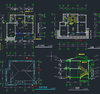 五套别墅建筑结构施工图，欧式别墅施工图纸下载