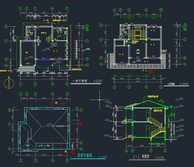 五套别墅建筑结构施工图，欧式别墅施工图纸下载