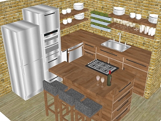 <em>现代厨房</em>柜免费su模型，<em>厨房</em>柜sketchup模型下载