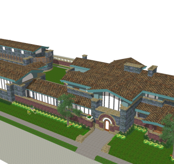 欧式酒店草图大师模型，酒店sketchup模型免费下载