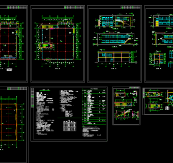 食堂建筑全套施工图，食堂CAD建筑图纸下载