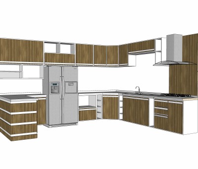 现代厨房柜免费su模型，厨房柜sketchup模型下载