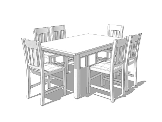 现代餐桌<em>椅</em>免费su模型，餐桌<em>椅</em>草图<em>大师</em>模型下载