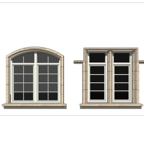 欧式窗草图大师模型,欧式窗SU模型下载
