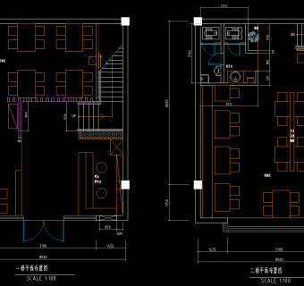 现代小型火锅店cad设计图，火锅店cad施工图下载