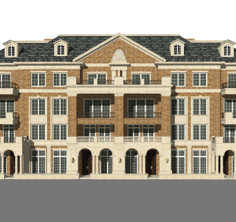 欧式别墅外观草图大师模型，别墅外观sketchup模型免费下载