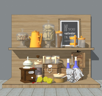 厨房容器瓶子摆件草图大师模型,现代装饰品su模型下载