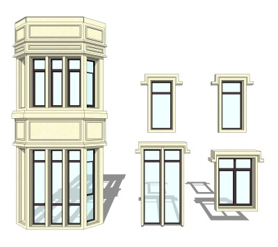 现代欧式窗草图大师模型,欧式窗SU模型下载