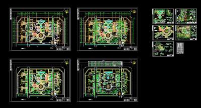 居住区中心广场园林景观工程施工图CAD图纸
