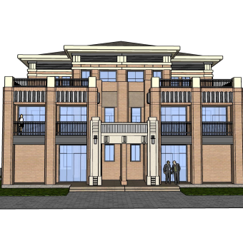 欧式联排别墅su模型，别墅skb文件下载