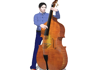 拉大提琴的表演者草图大师模型，表演者su模型下载
