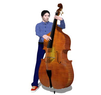 拉大提琴的表演者草图大师模型，表演者su模型下载