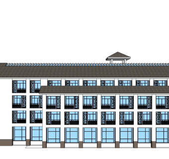 新中式城市酒店草图大师模型下载、新中式城市酒店su模型下载
