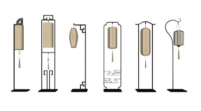 中式落地灯组合草图大师模型，落地灯组合sketchup模型下载