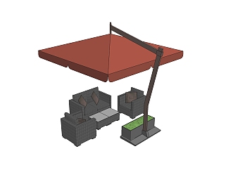 现代休闲桌椅草图大师模型，休闲桌椅sketchup模型下载