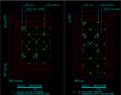 地花大样图，门槛石剖面图，地花门槛石cad施工图纸下载
