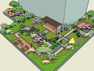 屋顶花园植物园su模型下载、植物<em>休闲区</em>草图大师模型...