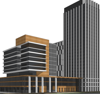 现代高层办公楼草图大师模型，高层办公楼sketchup模型免费下载