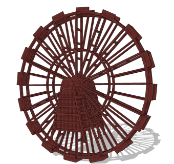 水车景观草图大师模型，简约水车sketchup模型下载