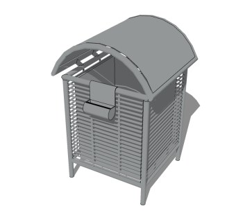 现代金属垃圾箱草图大师模型，垃圾桶SU模型下载
