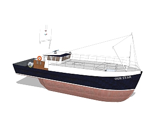 <em>现代</em>渔船sketchup<em>模型</em>，货船skb文件下载